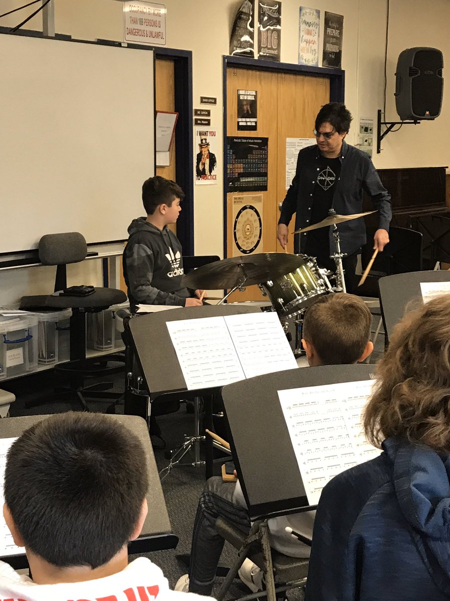 awassonmusic's tweet photo. Thank you so much to Mr. Jules Radino of Blue Oyster Cult for coming in to work with our percussionists on rudiments for @OfficialNYSSMA! Our students appreciated your visit so much! #thisisbms https://t.co/7K53gRe30B