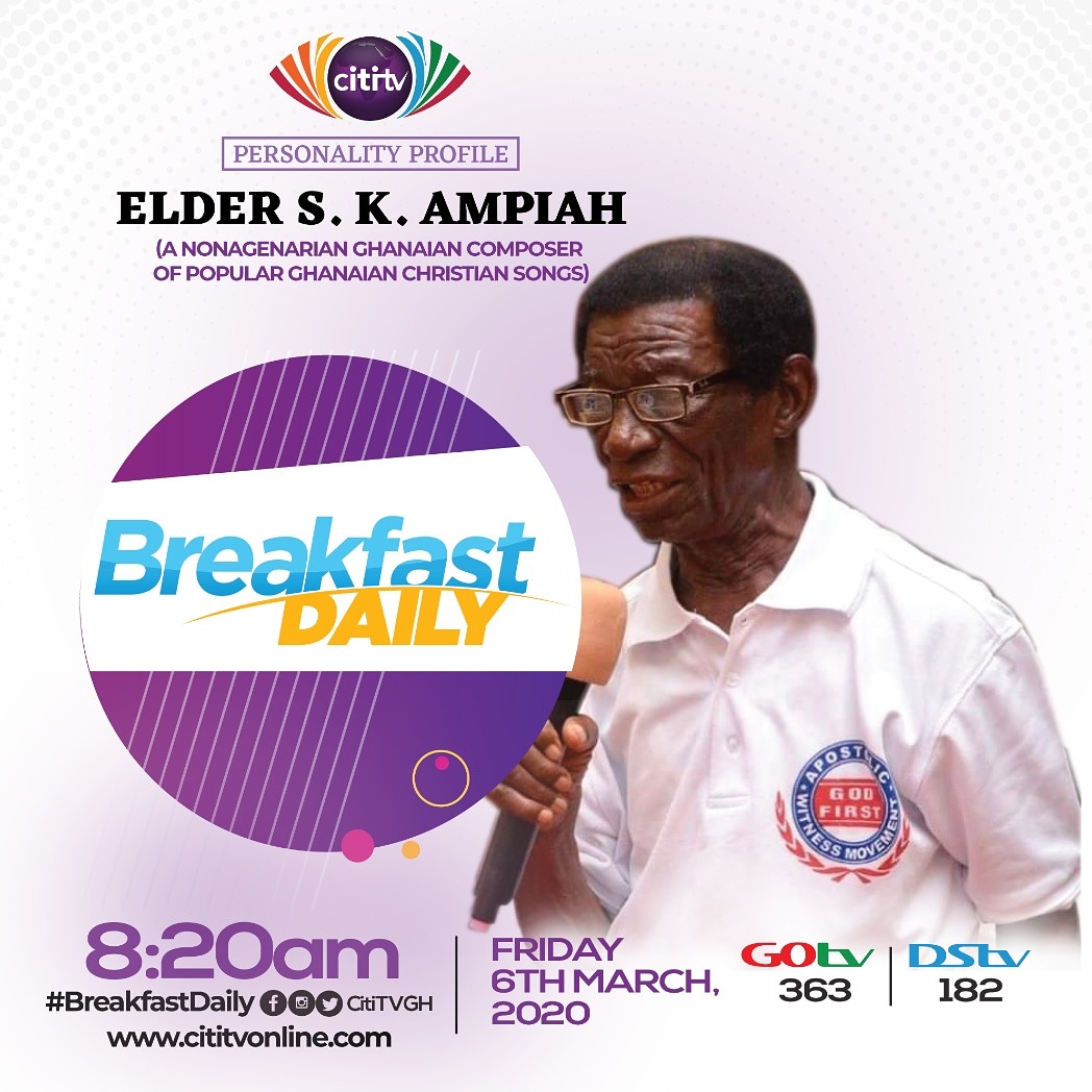 AmusUew's tweet photo. Elder S. K. Ampiah. The brain behind most of the praise and worship songs we know.. Don't miss his interview tomorrow at 8.20am.. #soundflames #GospelMusic #CitiNewsroom https://t.co/0NXnucEms9