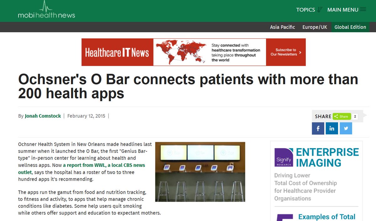 #tbt Five years ago <a href="/OchsnerHealth/">Ochsner Health</a> and @innovtnOchsner launched the first ever O Bar. Today we have over eight locations across the state and a Mobile O Bar hitting the road every week. Read what they were saying at the very beginning: mobihealthnews.com/40565/ochsners…