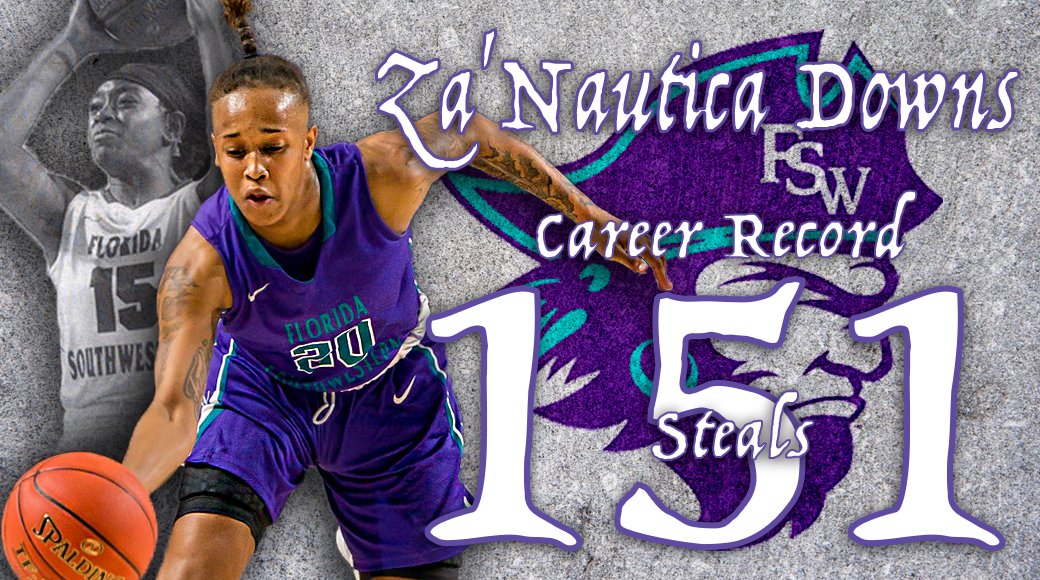 FSWBucs's tweet photo. WBB: Za'Nautica Downs picks off a pass at mid-court to set a new FSW record with 151 career steals https://t.co/ekLeRpTUTm