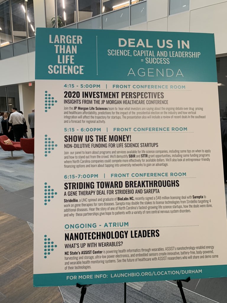 AlmasaBass's tweet photo. Great @LaunchBio event in downtown Durham. Learning more about the insights from the @jpmorgan healthcare conference. https://t.co/q0sCAVpmuK