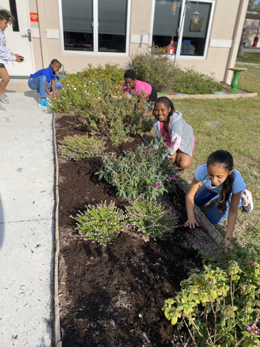 MsMahler_OCPS's tweet photo. Our GOTR team isn’t afraid to get their hands dirty! Today they helped beautify the Lockhart garden! @LockhartesO https://t.co/rotCwhmIUd