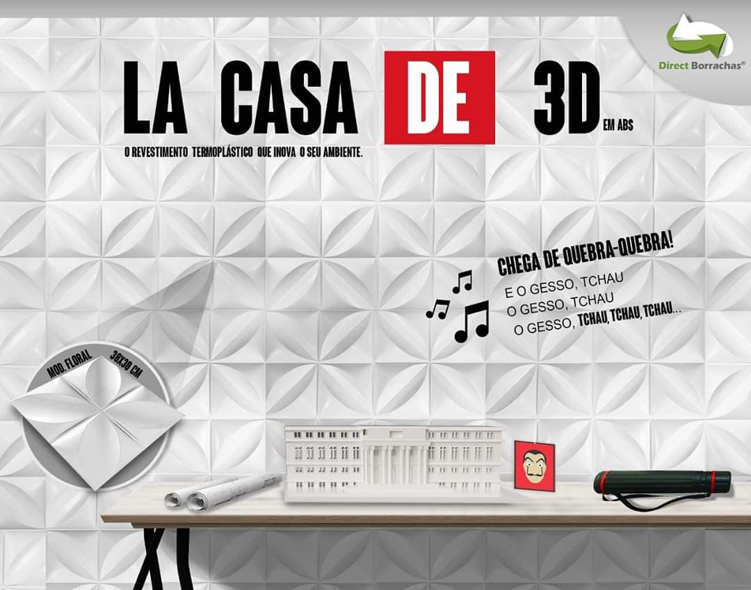 DirectBorrachas's tweet photo. 🎶Sem bagunça, sem sujeira, e o gesso TCHAU, GESSO TCHAU, GESSO TCHAU, TCHAU, TCHAU! 🎶
O Premium 3D termoplástico chegou para facilitar a sua reforma, com apenas fita dupla face você transforma o seu ambiente em até 2 horas! 🙃💚 #LaCasaDePapel #Berlin #DirectBorrachas https://t.co/sMAb2CCFPR