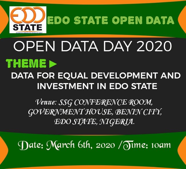 Edo State Open Data (@opendataedo) on Twitter photo #OpenDataDay is happening this Friday, 6 March. A wonderful opportunity to reflect on how #opendata #data opens up Equal Development and investment in the State.
Don’t Miss! <a href="/OECD/">OECD ➡️ Better Policies for Better Lives</a> #OpenData #ODD2020 #ODIHQ #OpenDataDay is happening this Friday, 6 March. A wonderful opportunity to reflect on how #opendata #data opens up Equal Development and investment in the State.
Don’t Miss! <a href="/OECD/">OECD ➡️ Better Policies for Better Lives</a> #OpenData #ODD2020 #ODIHQ