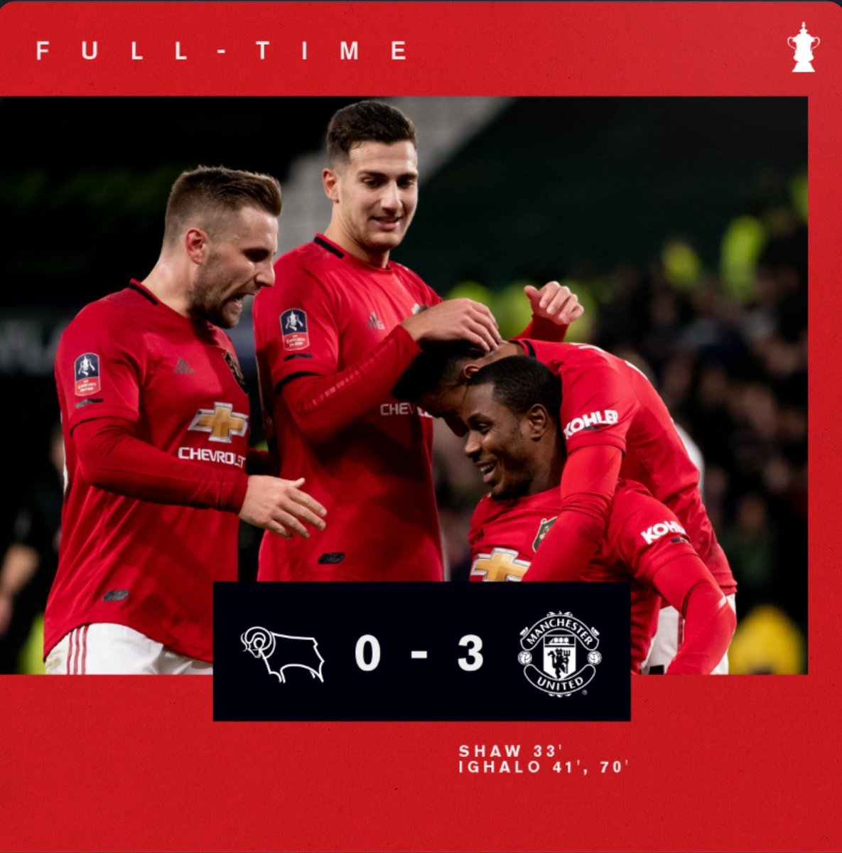 Pertandingan selesai, dengan hasil akhir 0️⃣-3️⃣.

Perempat final #EmiratesFACup kami datang! 👊

#MUFC