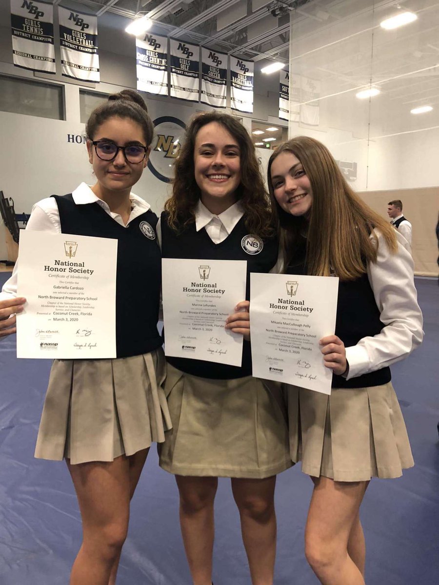 Very honored to have been inducted into the North Broward Preparatory School chapter of the National Honor Society. Cannnot wait to participate in the many activities involved in this society.