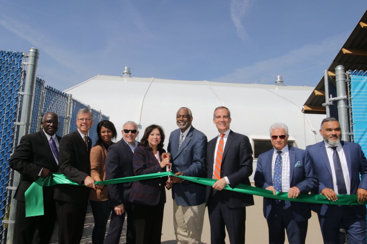 Mayor Garcetti, Supervisor Solis and Councilmember Price at the A Bridge Home Hope St. grand opening