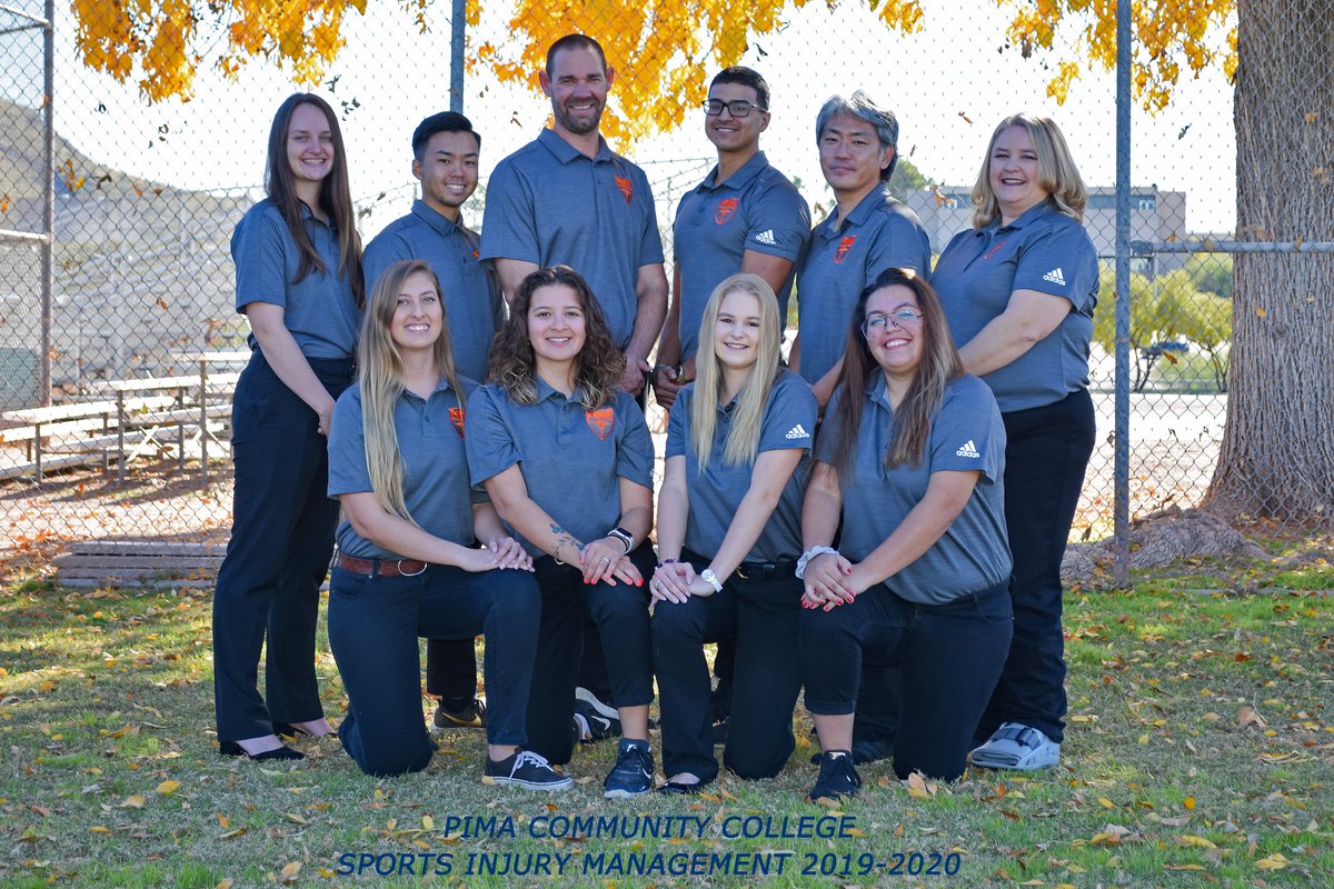 PimaAthletics's tweet photo. March is Athletic Training Month and we have the best staff in the country from our certified Athletic Trainers April Jessee, Akira Kondo and Chris Murphy to their student interns. Words cannot express how appreciative we are of everything you do for our student-athletes #PimaSIM https://t.co/tsXj6HESRc