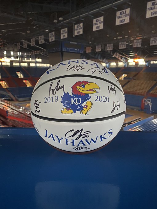 KUTickets's tweet photo. Less than 24 hours to enter your chance to win a signed 2019-20 @KUHoops Men’s Basketball from your Big 12 Champions! Follow us and RT to enter! Winner will be announced tomorrow at noon! #LockIn #KUbball https://t.co/0GqJaYMH5W