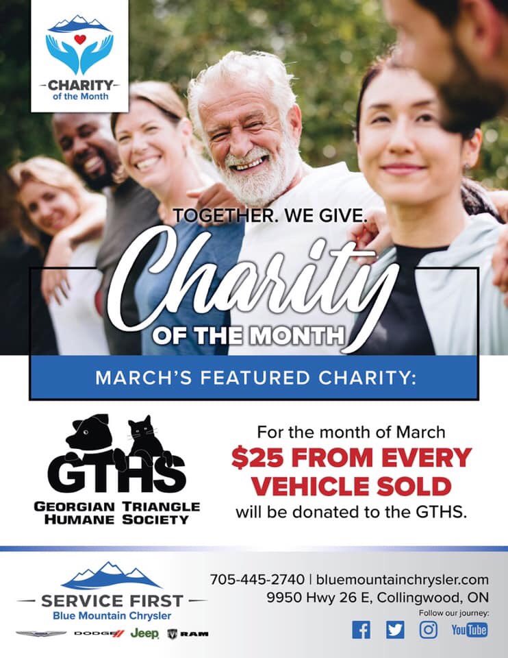 BlueMtnChrysler's tweet photo. Did you know?  The @GTHumaneSociety is the recipient of our Charity of the Month!  For every vehicle sold at BMC March, we will donate $25  to GTHS. Want to learn more about this amazing local organization?  Learn more through their website https://t.co/3HqGnp4pYZ https://t.co/zVlBn1US6P