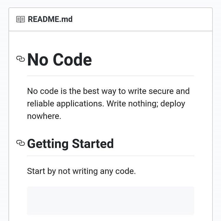 iphonegalaxymd's tweet photo. No code, no worries 😂
#coding #coder #programmings
#programmer #programming #html #github #javascript #java #python #softwareengineer #webdeveloper #softwaredeveloper #computerengineering #programmerslife #programmingmemes #stackoverflow #coderomeo #codingmemes #codinglife https://t.co/fIHDfRdozW