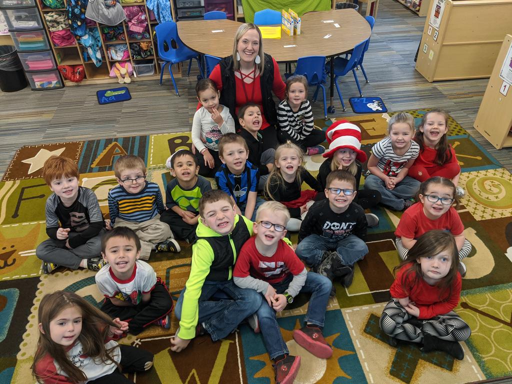 LPPwithMrsT's tweet photo. Dr. Seuss week is so much fun!  Tuesday we rocked our silly socks and today we enjoyed being like the cat in the hat in black, red, white, and stripes! @LittlePanthers1 #pawsitivepanthers #npspanthers https://t.co/HHcg72QKDj