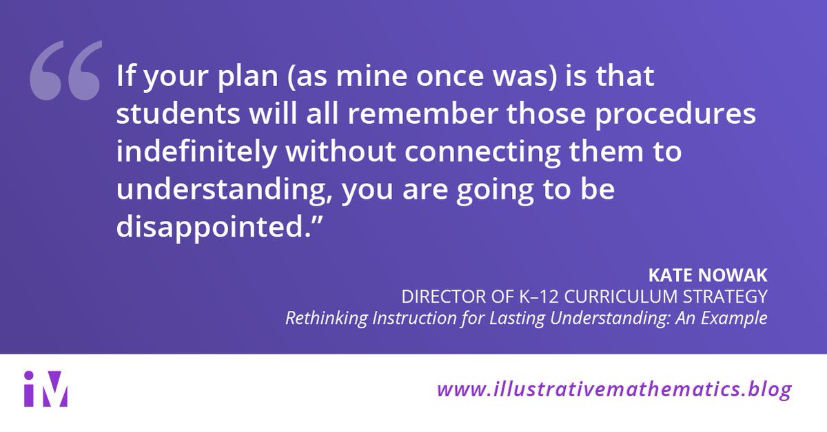 It can be tempting to teach math as a series of well-rehearsed procedures. However, if we want students to build lasting understandings, we need to rethink this approach. Kate Nowak explores this with a grade 7 topic: solving inequalities. ow.ly/N16W50yw5Xn #LearnWithIM