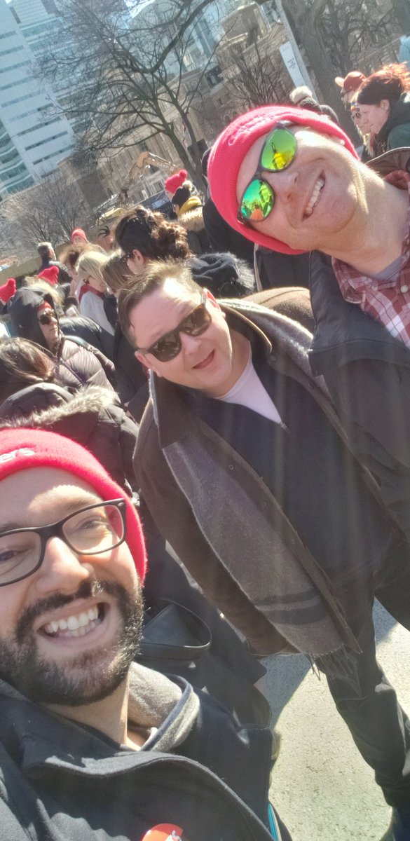 Selfies for publically funded education. @tsuOECTA teachers join @osstf @AEFO_ON_CA and @cristina_CP24 today at Queens Park! #classsizematters #nocutstoeducation #CutsHurtKids #onpoli #oecta #osstf