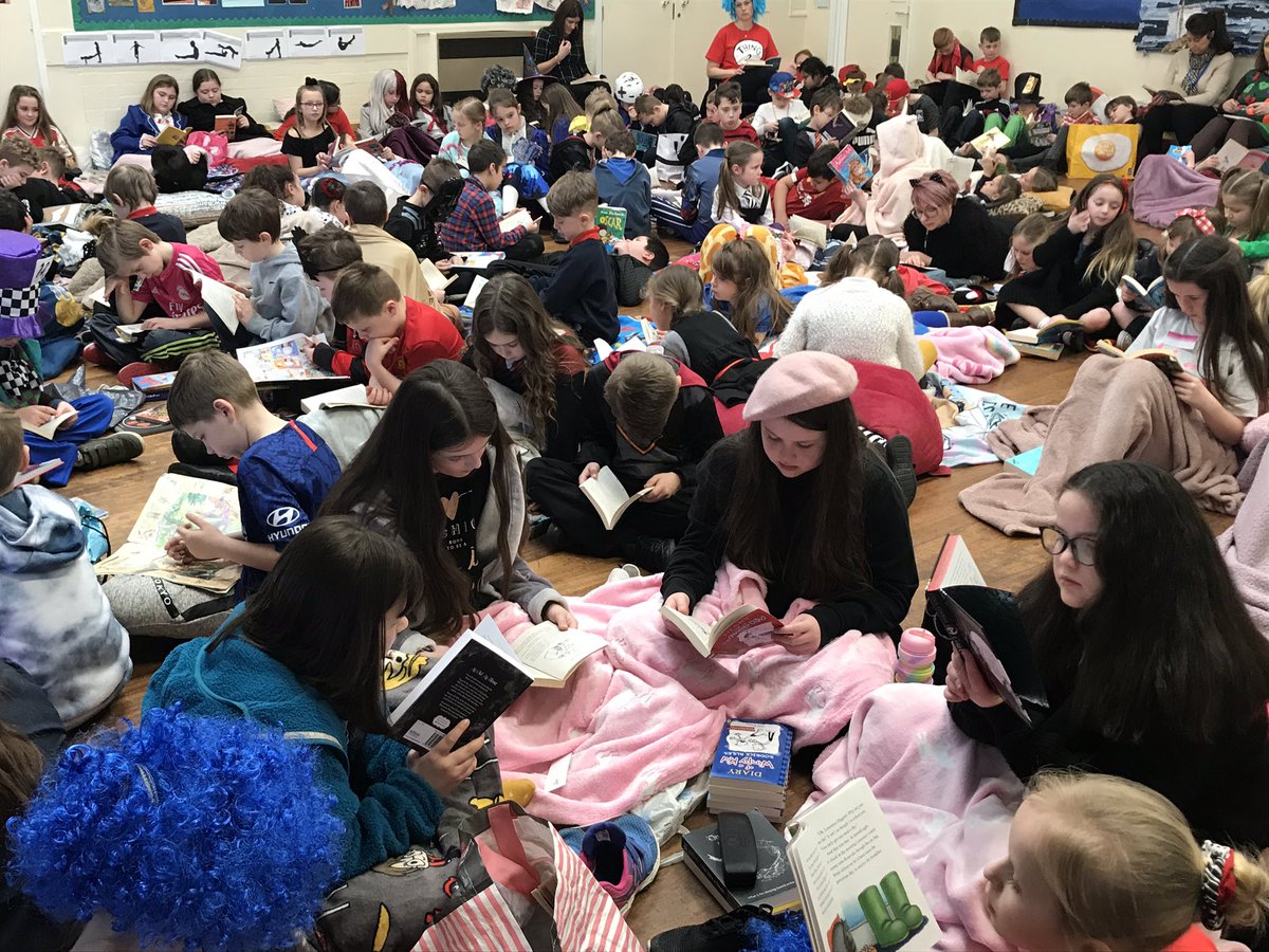 The school hall was packed at the start of our World Book Day Readathon. #lovereading