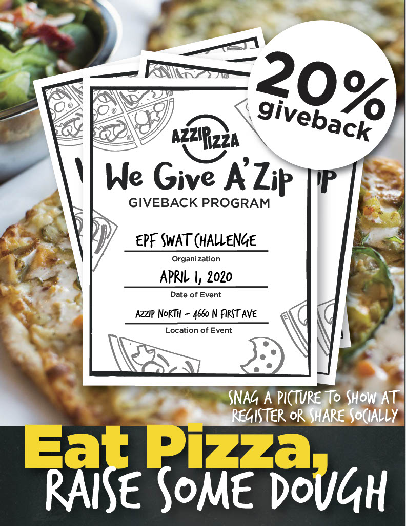 epdfswatchlng's tweet photo. SAVE THE DATE... make April 1st your โcheatโ day & help us raise some dough! ๐๐ฅ๐๐ช#epfswat #azzip #theygiveazip Register for the SWAT Challenge today at https://t.co/URHIdoSUSp https://t.co/ARyjoSBayv