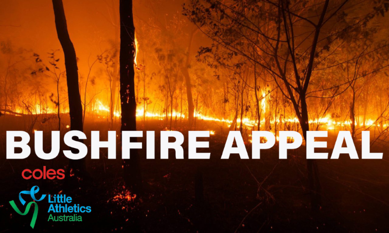 With the devastation from the Australian bushfires, Coles Little Athletics Australia in an initiative with Timing Solutions will be holding a bushfire appeal round on 6th – 8th March with 50cents from every PB donated to the Bushfire Appeal. 
littleathletics.com.au/little-athleti…