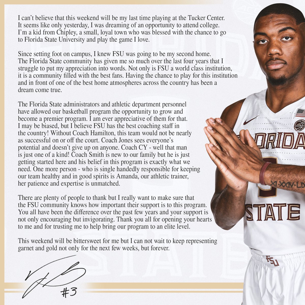 TForrest_11's tweet photo. Appreciate you FSU!! @FSUHoops https://t.co/pEbsv356kj