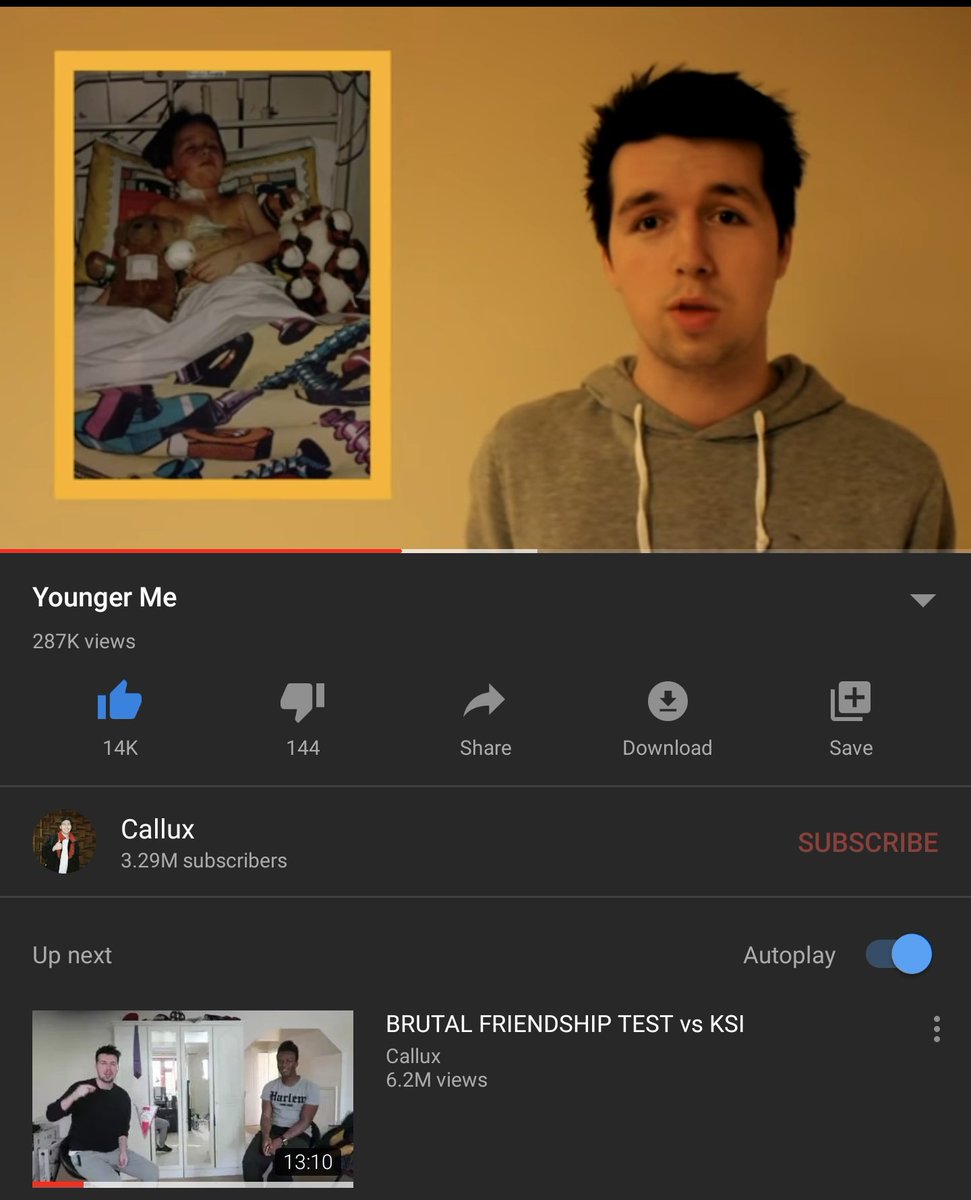 Callux's tweet image. thank you UMG and SME for claiming a video about my childhood cancer
