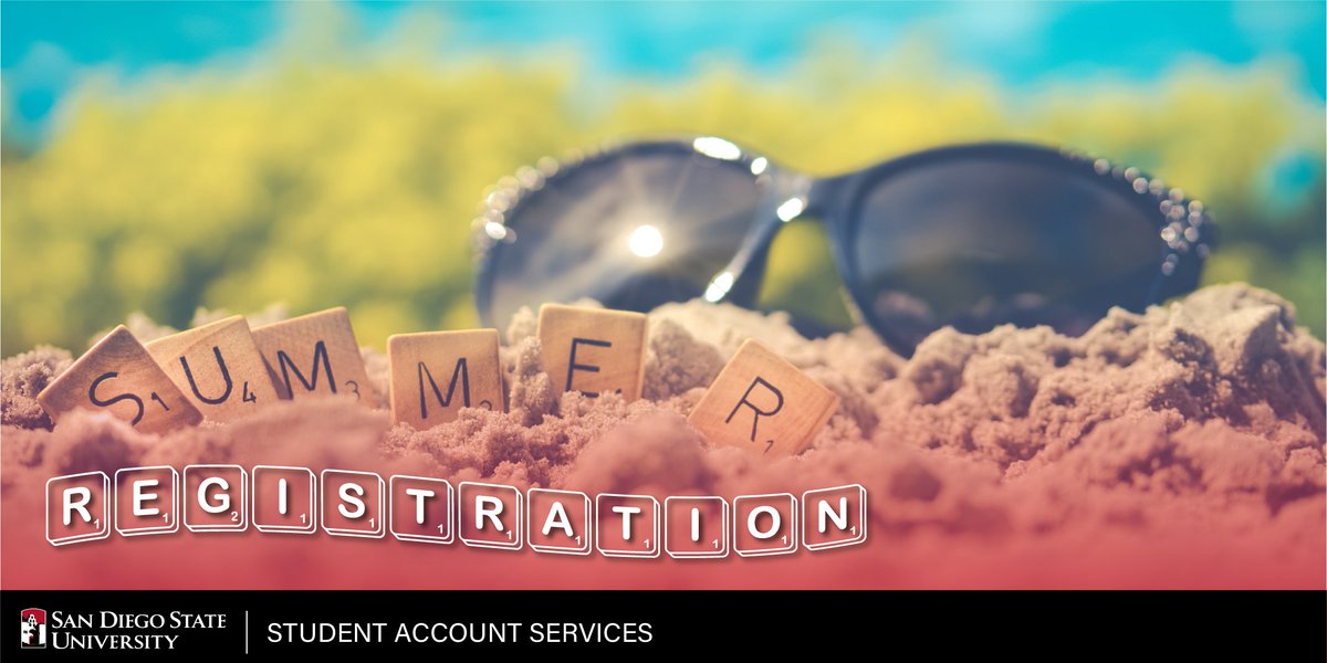 StuAccountSDSU's tweet photo. Dive into summer 2020, get ahead in your studies!

Registration for Summer Session is here. View rates online https://t.co/STqaWoMAoD. Payments accepted in person (SSW 2536) or online. https://t.co/bWu7hIYxXz