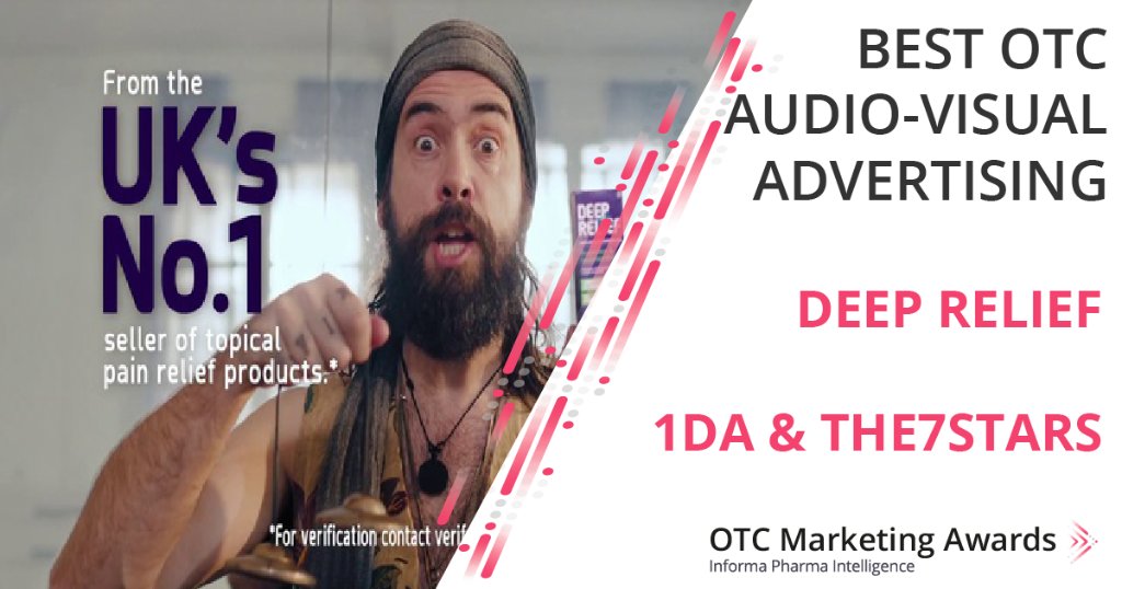 HBWInsight's tweet photo. Well done to #1DA and #the7stars for bringing back the #DeepRelief Guru and winning the best #OTC Audio-Visual #Advertising category! Congratulations! #OTCMarketingAwards https://t.co/COq1rtnkHL