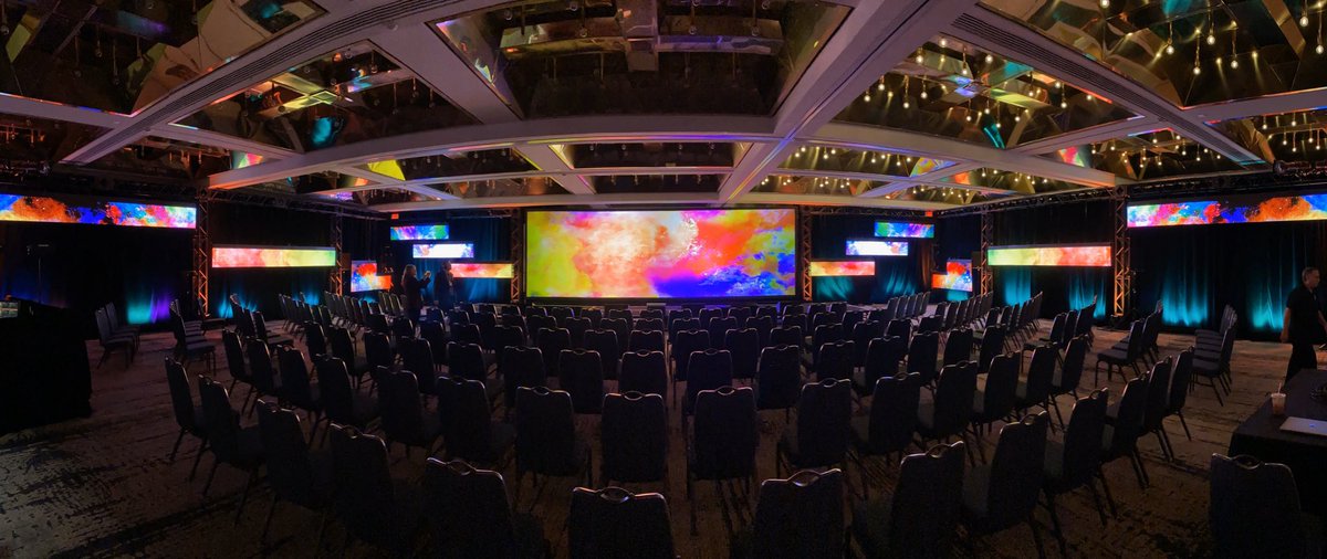 The180Group's tweet image. Another amazing show this week in Miami. Hybrid projection (10’ x 30’ screen) and LED visuals (unique configuration) with custom content for the main stage presentations. 

#visualdesign #deliverysupport #eventproduction #setdesign #eventprofs #meetingprofs #LED #180Group
