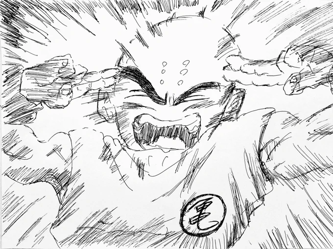 太陽拳!!!!!☀️

#ボールペン画
#模写
#ドラゴンボール
#クリリン
#太陽拳 