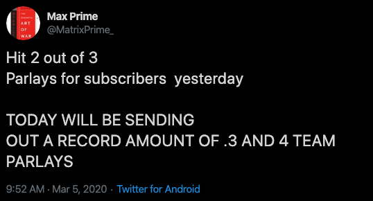 TweetyFades's tweet photo. Look at @MatrixPrime_ trying to scam again. 

He leaves off the 12 units you lost with the Washington Capitals you fraud! See how these two fucken losers love to leave off shit? #EXPOSED #SCAMMER #FRAUD #TweetyFades🚨 https://t.co/UiZvQf2Vpe