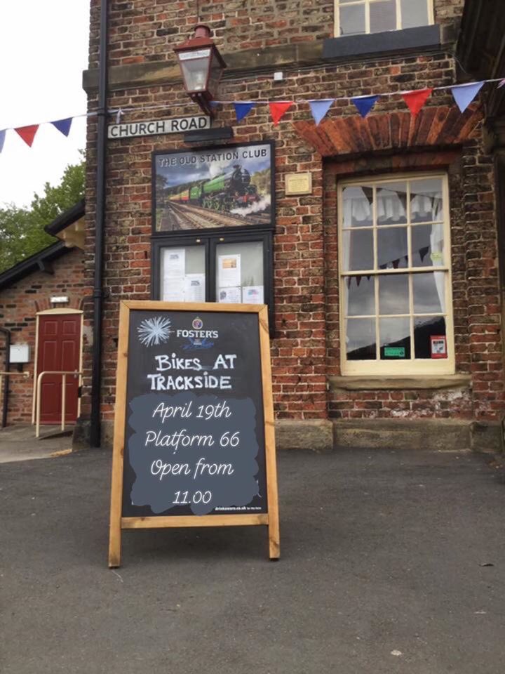 feel_paul's tweet photo. @sbib_bloom @VHEY_UK #StamfordBridge @East_Riding @JamesMason_78 @SarahBarrowby #stamfordbridgeparishcouncil @Welcome2Yorks @BBCLookNorth @BBCYork @feel_paul Sunday April 19th #TheOldRailwayStation #platform66 #stamfordbridgeviaduct @cycleroute66 #mototorcycles #classics #vintage https://t.co/x8CO65kIsz