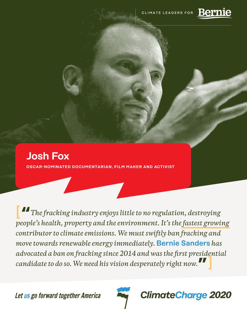 CCharge2020's tweet photo. Climate Leaders for Bernie: Josh Fox - Filmmaker #WeWinWithBernie #ClimateCourageWithBernie #BernTheVoteForClimate #democraticprimary #demprimary #berniesanders #bernie2020 #warren2020 https://t.co/TZ7TBUyGSG