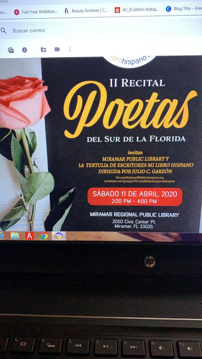 camarafilms's tweet photo. Agradecida de ser uno de los poetas invitados al recital del sur de la Florida a celebrarse el 11 de abril, 2020. https://t.co/YCiRFucaj3