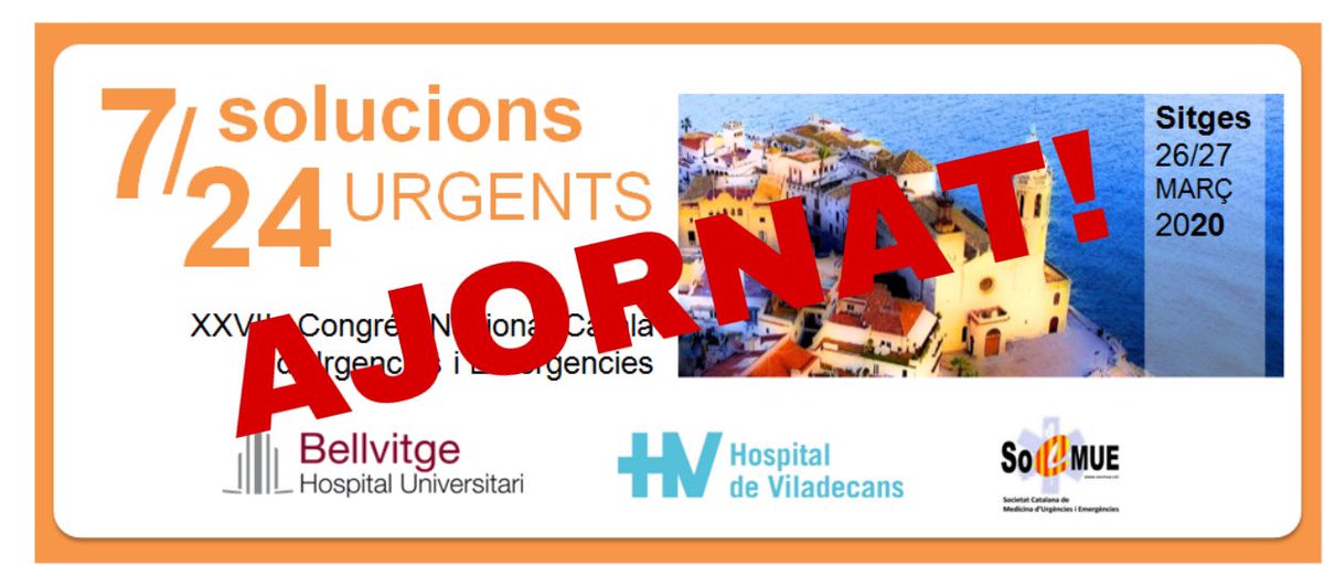 Davant la resolució de la Consellera de Salut sobre la suspensió de congressos i altres reunions científiques per l’epidèmia de coronavirus, la Junta Directiva de SoCMUE ha decidit l’ajornament del #congresurgencies2020  per al 1-2/10/2020 US HI ESPEREM‼️ socmue.cat