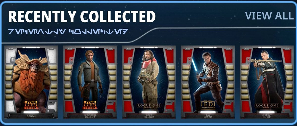 SWCTBinks's tweet image. The recent revisions to the @ToppsSWCT app have been awesome and I really appreciate the team's efforts! One change I'm not a huge fan of though is the Recently Collected section. I wouldn't mind all new to collection cards, but all cards showing up means it's usually just base.