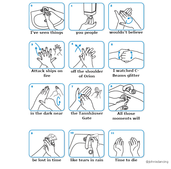 johnisdancing's tweet photo. Remember to #WashYourHands #COVID19 #bladerunner #VoightKampff https://t.co/QVN4kNohkc