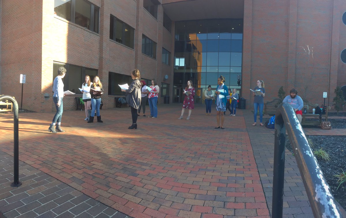 APSU opera cast taking advantage of the warm weather to rehearse blocking for their upcoming production of Suor Angelica. Don’t miss the performances, April 25 &amp; 26.