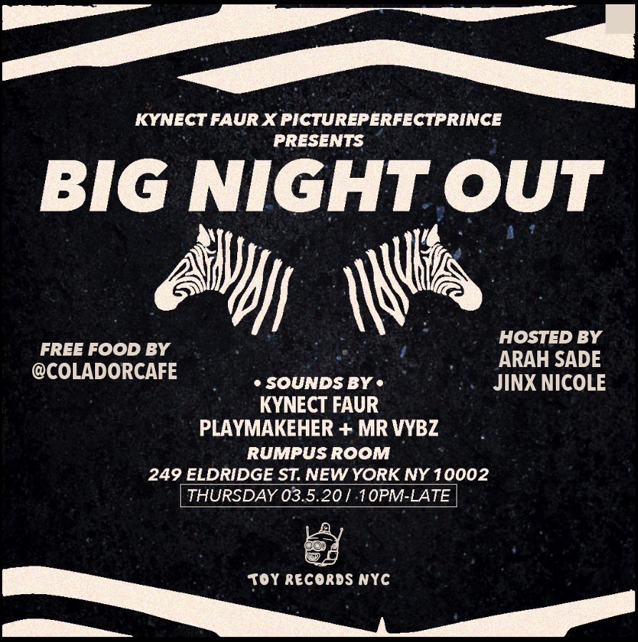 Big Night Out! Launch night! Presented by @kynect_faur, @pictureperfectprince &amp; friends! Come dancing tonight and every first Thursday of the month! 💃🕺🦓