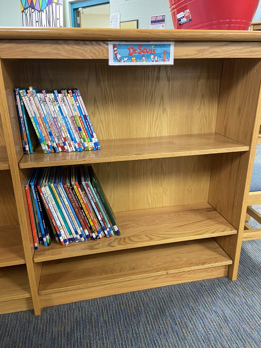 MrsLibrarianMum's tweet photo. What happened in the @SoddyLakers Library this week? We read Dr. Seuss books and discovered he was one of the original masters of rhythmic cadence.  Students showed their learning by stepping into Seuss’s shoes and writing their own stories 😍 Kids raided the Dr. Seuss shelves!! https://t.co/6eFSqa79AE