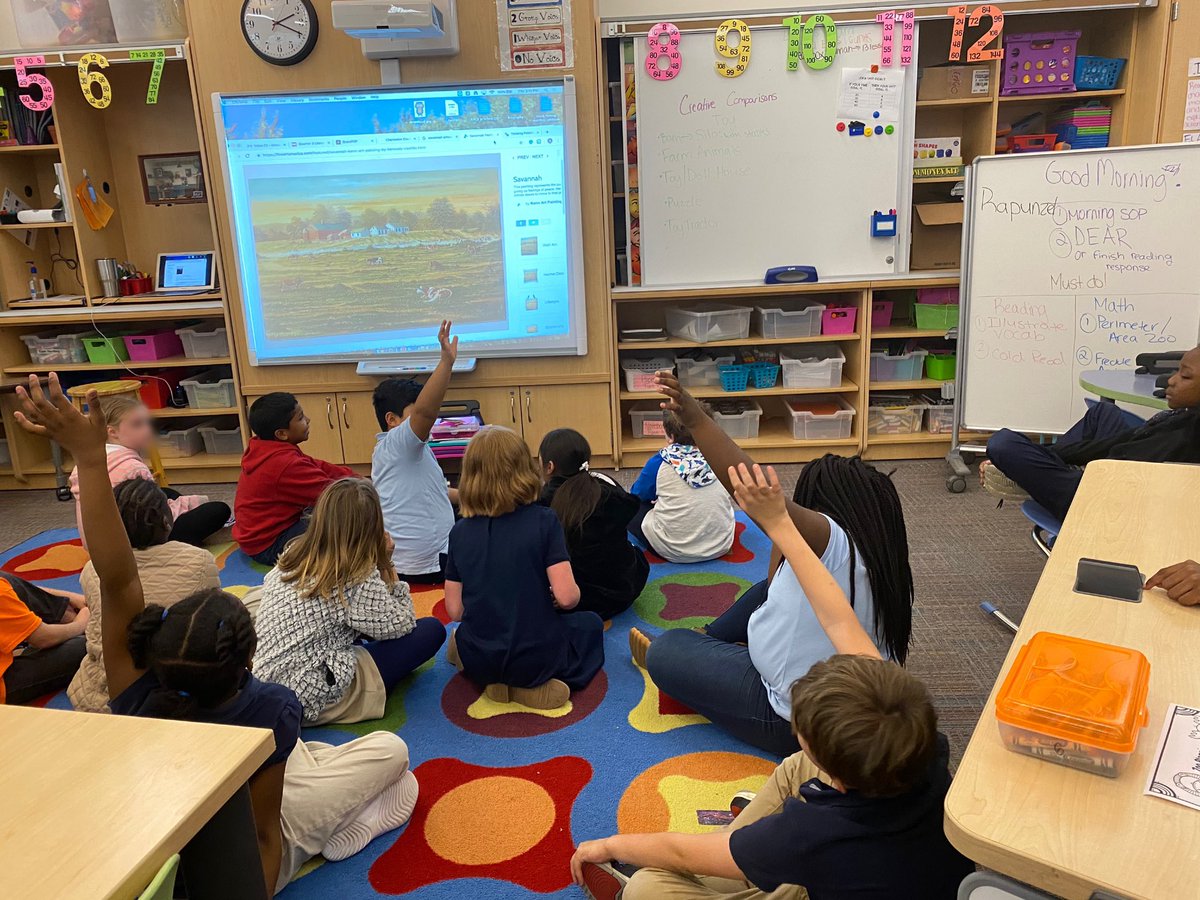 aoeamarshall's tweet photo. Today we used the #artfulthinking strategy Creative Comparisons. Where we compared a painting of a savannah habitat to toys we have at home! https://t.co/aecvyoe7bJ