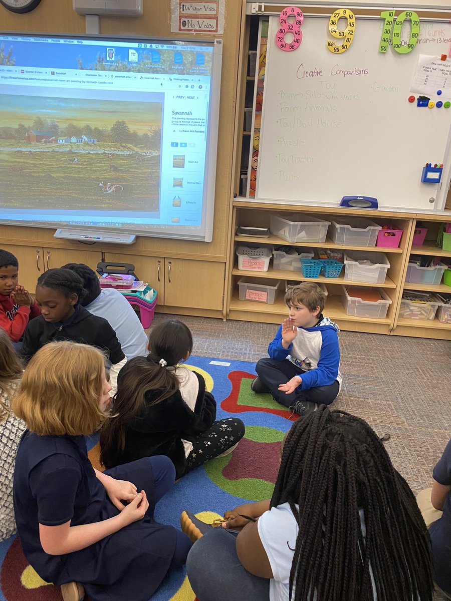 aoeamarshall's tweet photo. Today we used the #artfulthinking strategy Creative Comparisons. Where we compared a painting of a savannah habitat to toys we have at home! https://t.co/aecvyoe7bJ
