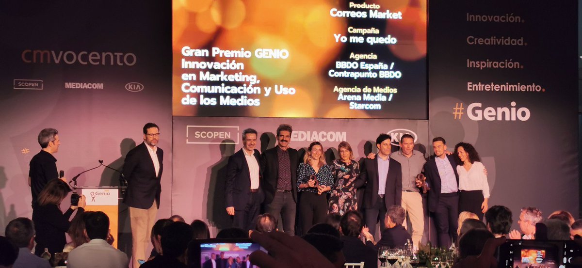 Gran premio innovación en Marketing. Comunicación y Uso de los medios para Correos <a href="/Correos/">Correos</a> @CONTRAPUNTOBBDO <a href="/Arena_es/">Arena Media España</a> <a href="/StarcomSpain/">Starcom Spain</a>
#GenioInnovaValencia20