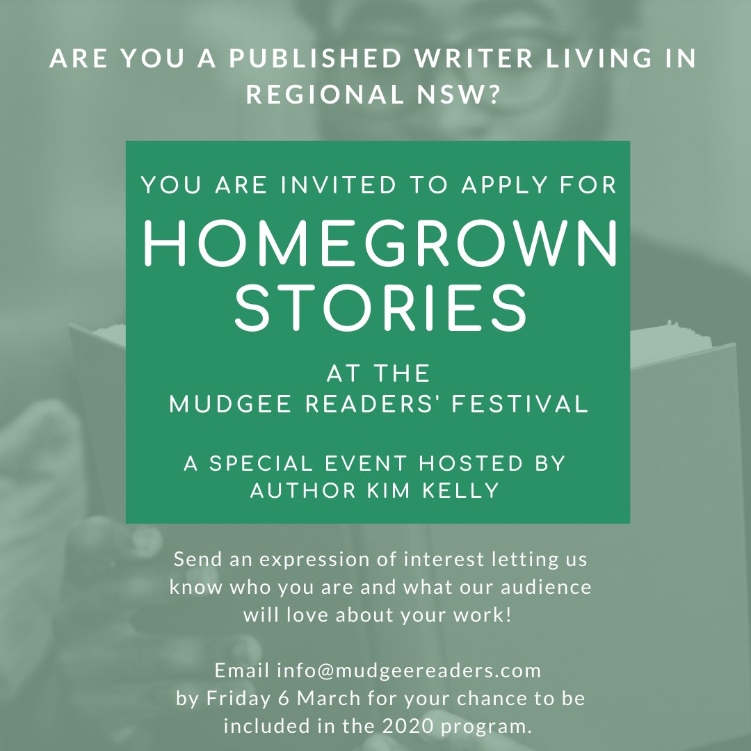 Reminder that Homegrown Stories expressions of interest close today so shoot us an email by midnight for your chance to be a part of the #MudRF20 #mudgeereaders program with the brilliant <a href="/KimKellyAuthor/">Kim Kelly</a>: