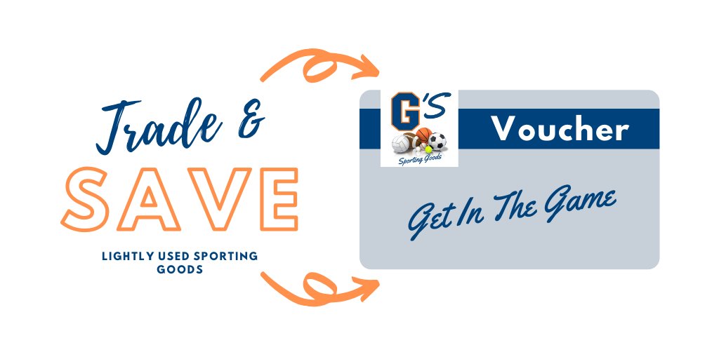 GsSportingGoods's tweet photo. At G's Sporting Goods, we offer a unique trade &amp; save option to help customers #GetInTheGame ! Bring in your outgrown, outdated or lightly used equipment and receive a voucher to be put toward your next purchase. Visit your nearest G's Sporting Goods for more details. https://t.co/06hmwwIlUD