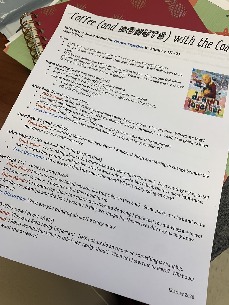 McMahonTigers's tweet photo. “Coffee with the Coach” was a great way to start the day.  Did you know that read aloud is the heart of literacy workshop? ❤️

@McMahonLitCoach modeled an interactive read aloud using the book Drawn Together, led discussion and sent us off with a lesson plan ready to go. 👏 https://t.co/eNZBUcChh6