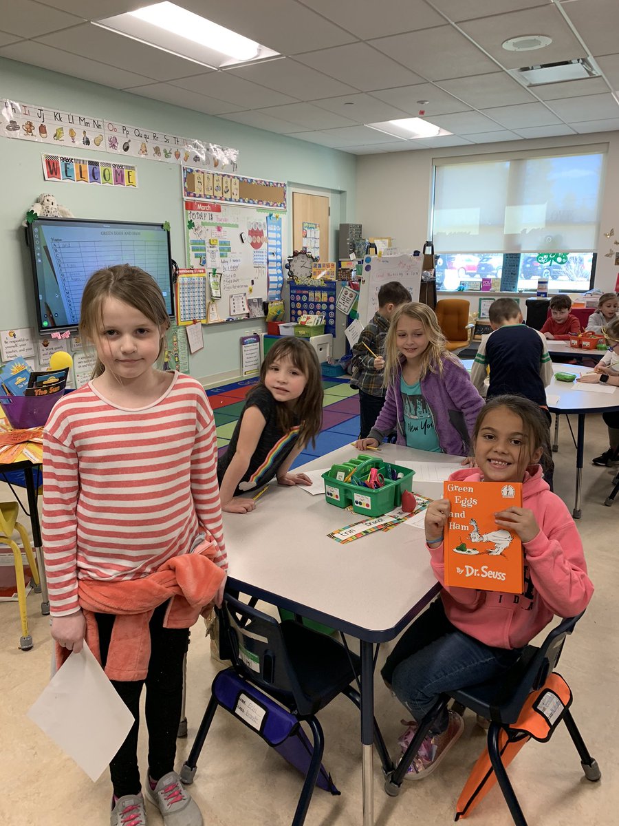 DebiMarinelli's tweet photo. Can you find the 50 words that Dr. Seuss used to write Green Eggs and Ham? We did while working in our table teams! What a lot of amazing reading! @GoldenBrookWSD @GBSGr1 #firstgradefamily https://t.co/lgA4KvmVls