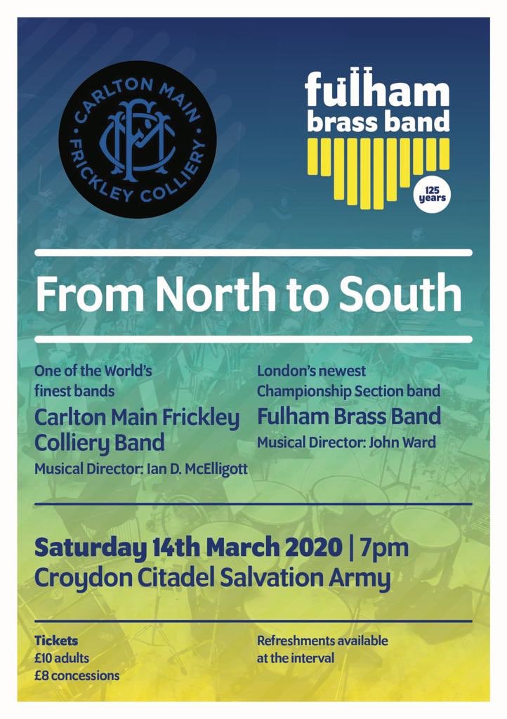 Just over a week until our concert with @CMFCB at @croydoncitadel! Make sure you’re there! Tickets on the door. #concertsinlondon #brassbandsinlondon #londonbrassband #london #londonlife #concert