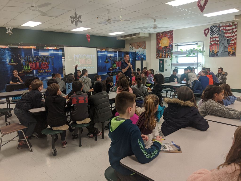 Elementary game night set up by the PTO. The kids are very excited about it.