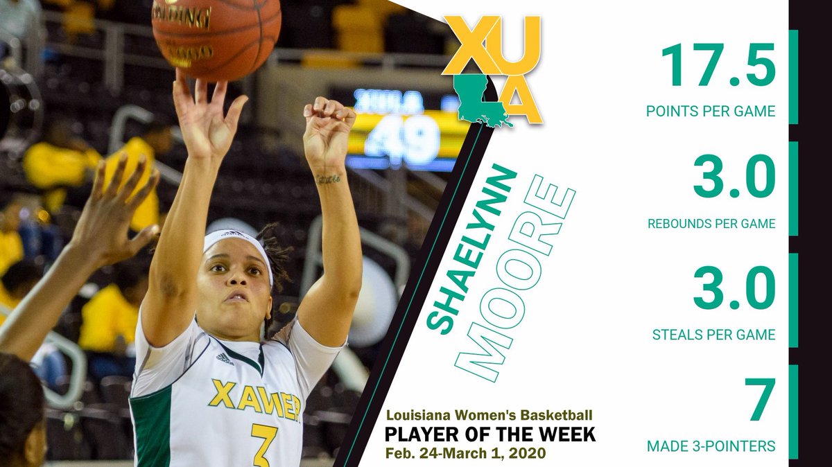 xulagold's tweet photo. Nuggets' Moore selected Louisiana Women's Player of the Week
story: https://t.co/XCizh2l2ov
#TeamGold #HailAllHailXU #NAIADIWBB https://t.co/jYEGyR7Cd0