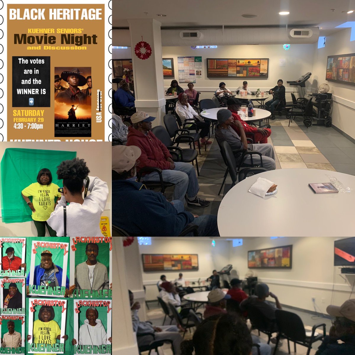 MySisMyFriends's tweet photo. 2/29 #TeamMSMF closed #BlackHistoryMonth with the @SOME_DC Kuehner Seniors’ Movie Night & Discussion. They picked #HARRIET & loved it! The real lesson - our #history is not just on the screen, it’s right there in the room-Everyday! #connect #serve #support #community #volunteer https://t.co/9XXyOFv8vy