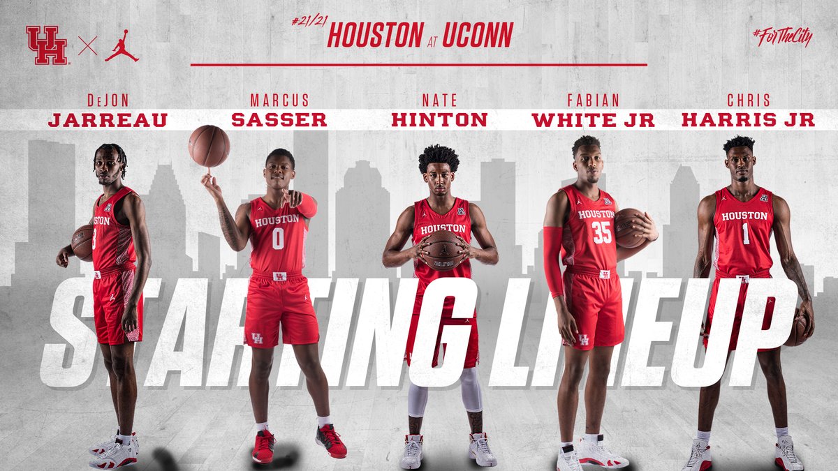HOUSTON STARTERS
G – 3️⃣ <a href="/LaDeeky/">Deeky Jarreau</a>
G – 0️⃣ @msasser_0
G – 1️⃣1️⃣ @thatup_coming11
F – 3️⃣5️⃣ <a href="/3five_/">Fabian White Jr.</a>    
C – 1️⃣ <a href="/ygchris1K/">Chris Harris</a>

#ForTheCity x #GoCoogs
