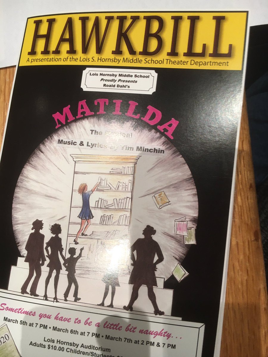 Jamestown HS Theatre (@jamestowndrama) on Twitter photo Tonight’s bill is Matilda! You can see at <a href="/LHMStheatre/">LHMS Theatre</a> Friday and Saturday! Support #ArtsEd ! @schooltheatre Happy Theatre in our schools month! Tonight’s bill is Matilda! You can see at <a href="/LHMStheatre/">LHMS Theatre</a> Friday and Saturday! Support #ArtsEd ! @schooltheatre Happy Theatre in our schools month!